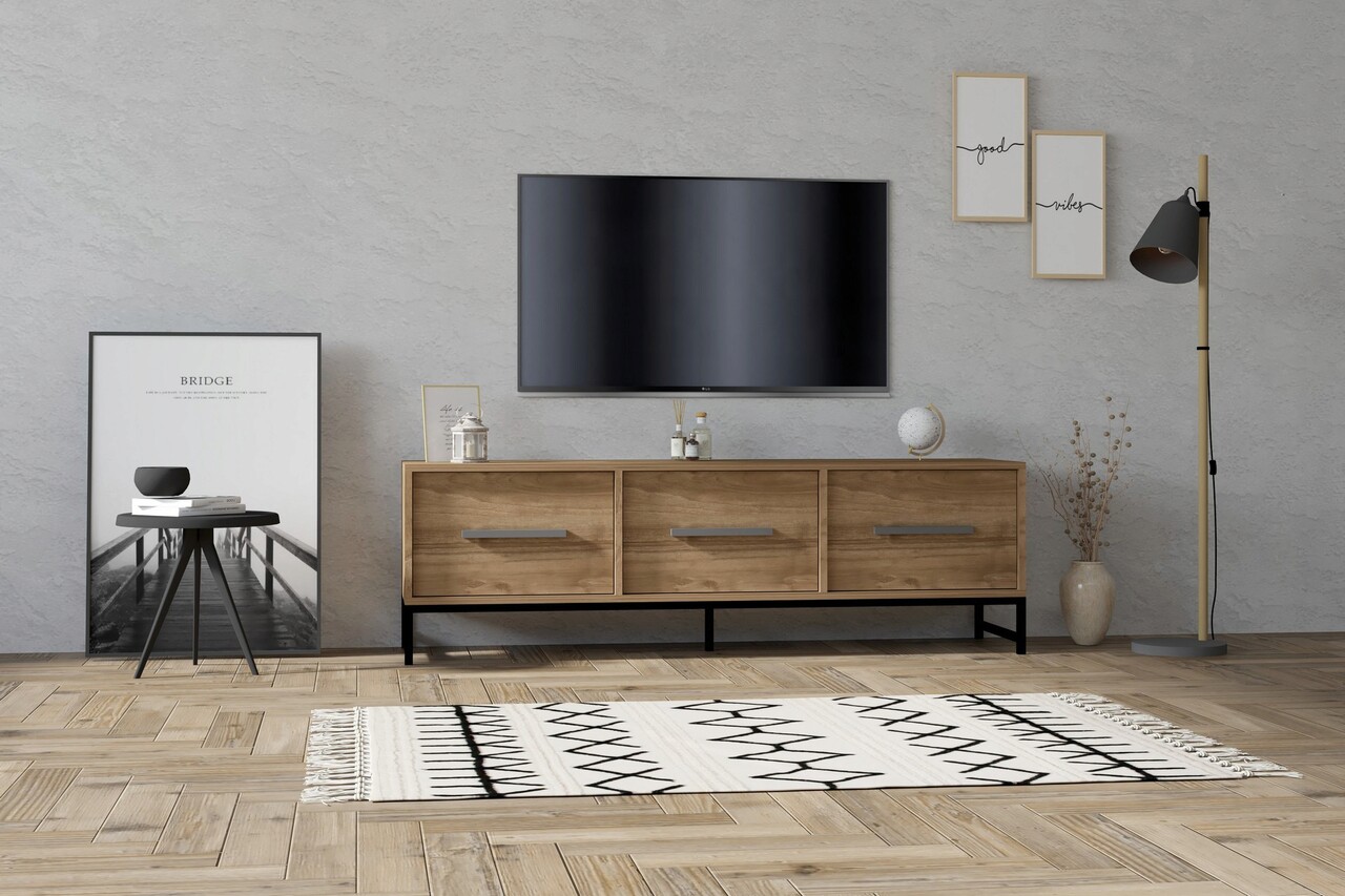 Comoda TV, Hanah Home, Melody, 160x50x40 cm, Maro - imagine 7